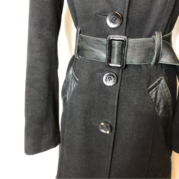Gezipani Wool/Leather Belted Trench Jacket Sz S - Picture 7 of 13